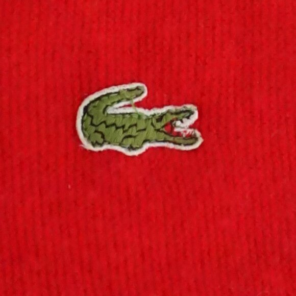 Vintage Izod Lacoste Red Wool V Neck Sweater Preppycore Old Money Classic L - Picture 8 of 9
